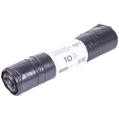 Kehrichtsäcke aus LDPE 110lt mit Zugband schwarz